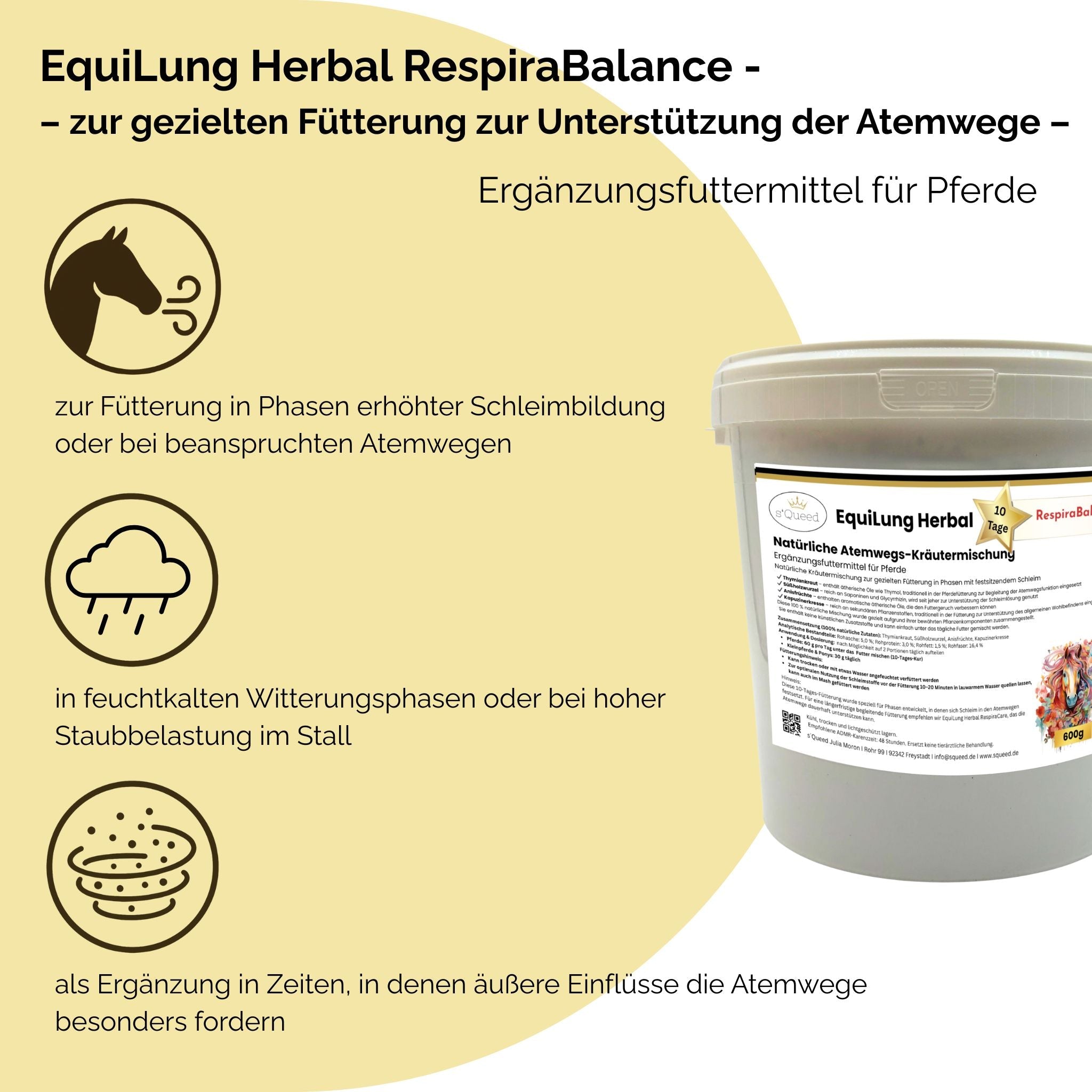EquiLung Herbal RespiraBalance – Kräutermischung für Pferde in Phasen erhöhter Schleimbildung oder bei beanspruchten Atemwegen - TierVita
