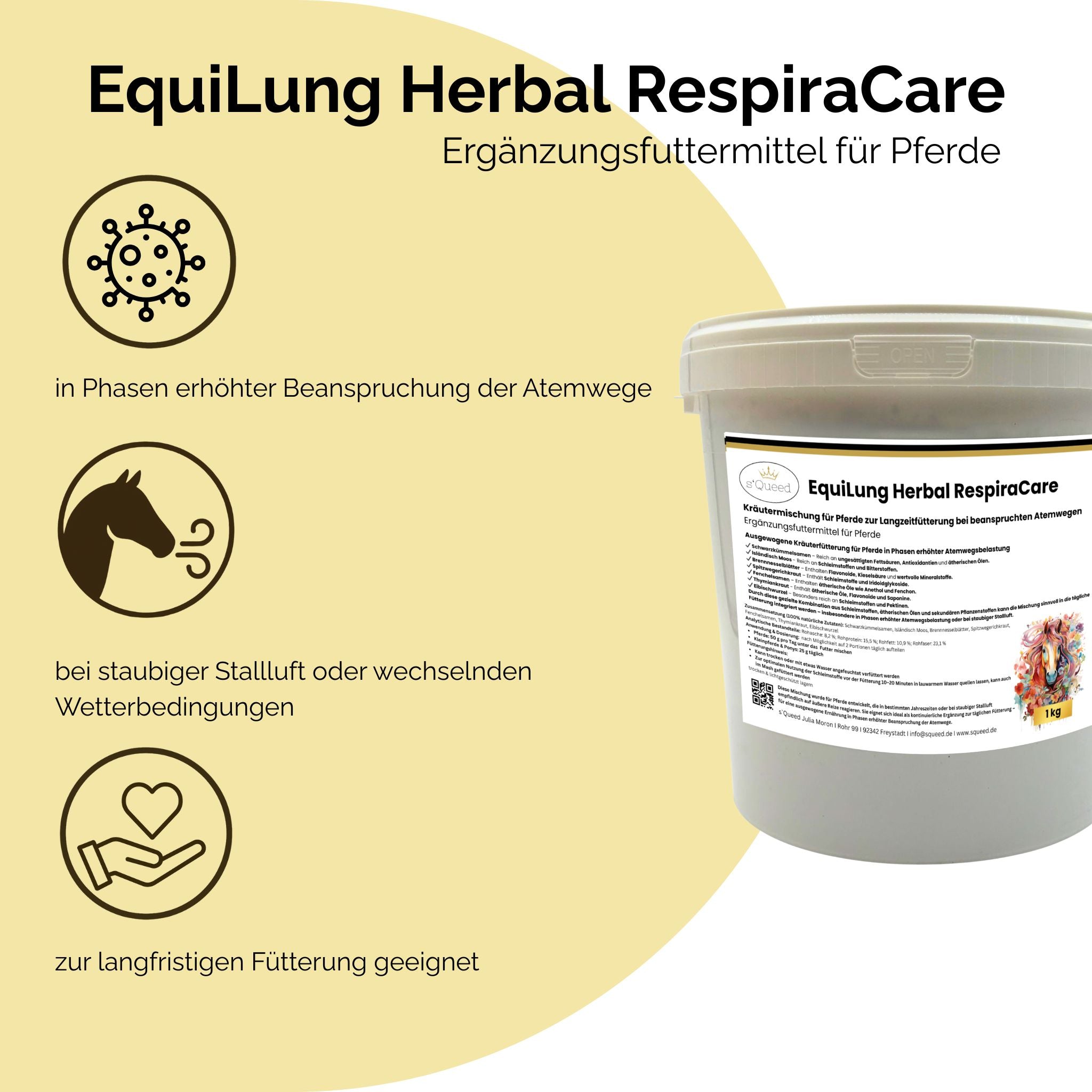 Kräutermischung EquiLung Herbal RespiraCare für Pferde – Atemwege