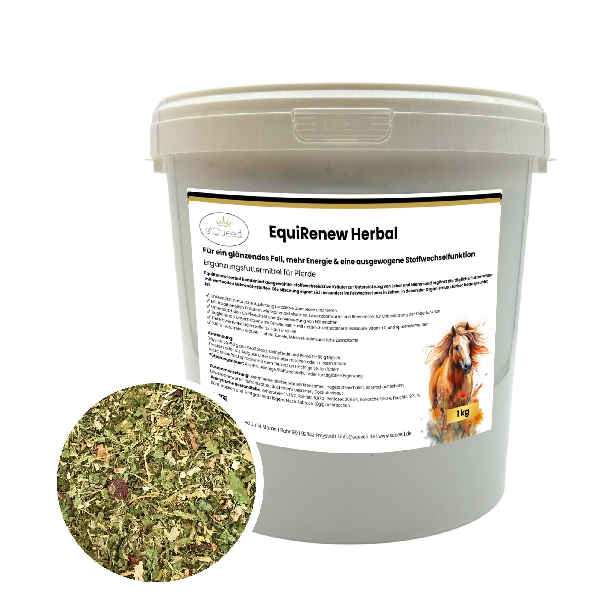 EquiRenew Herbal 1kg - Fellwechsel beim Pferd unterstützen - TierVita