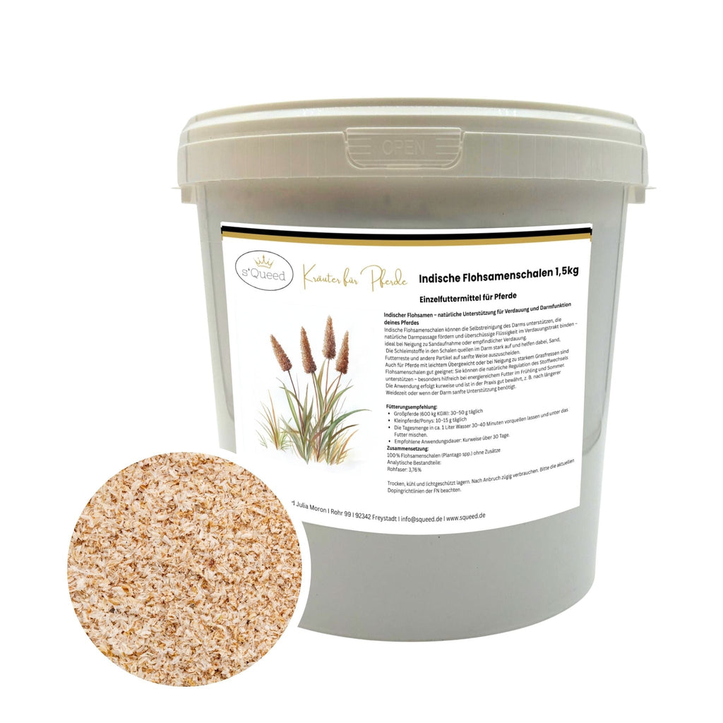 Flohsamenschalen Pferd 1,5 kg - bei Kotwasser und empfindlicher Verdauung - TierVita