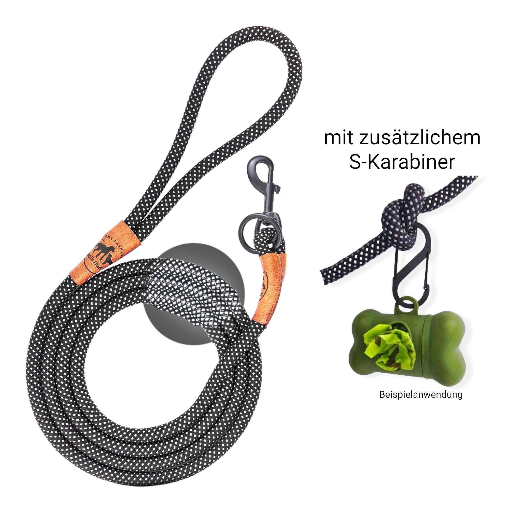 Reflektionsleine GLOW stark reflektierend mit Handschlaufe und vegan - TierVita