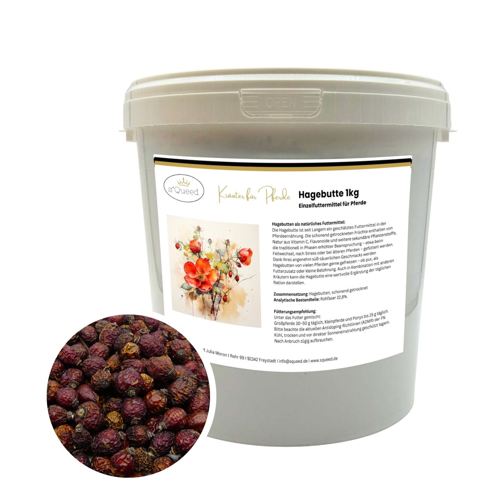 Hagebutten für Pferde 1kg, getrocknet, ganze Frucht - TierVita