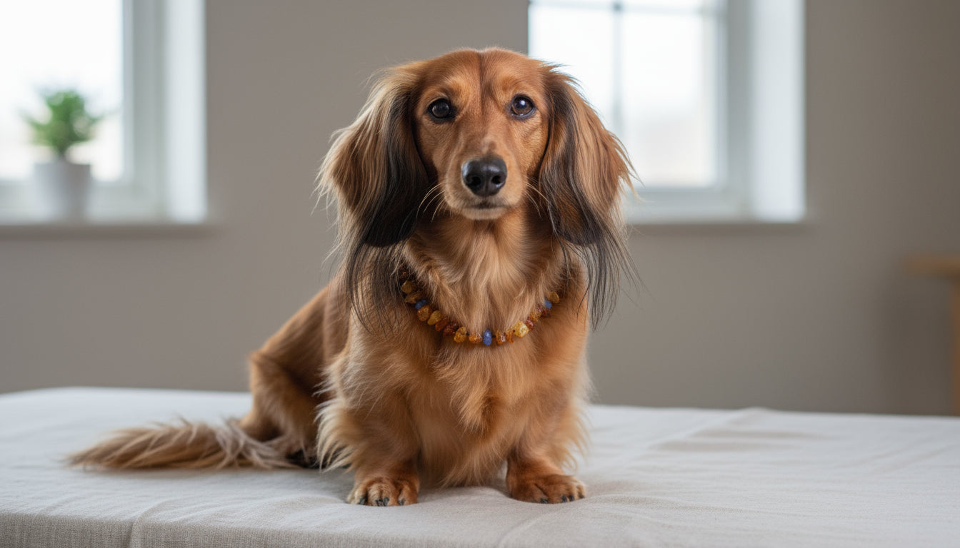 Hunde Bernsteinkette Blauquarz - TierVita