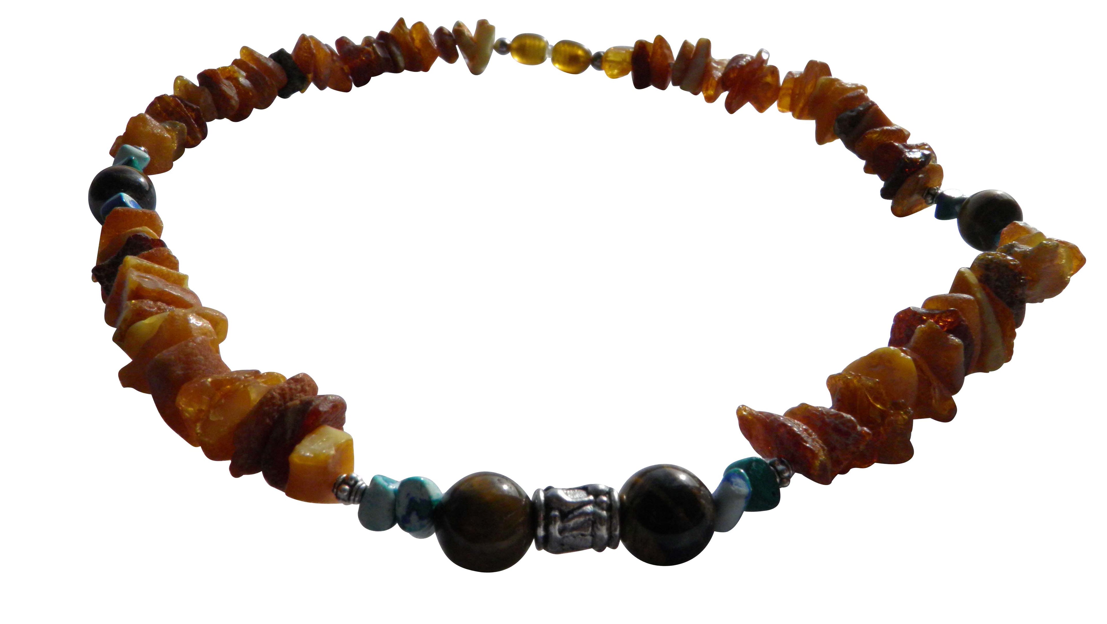 Bernsteinkette für den Hund mit Tigerauge Länge 42cm - TierVita