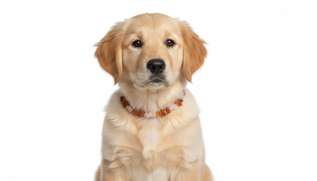 Hunde Bernsteinkette Flexi mit Rosenquarz - TierVita