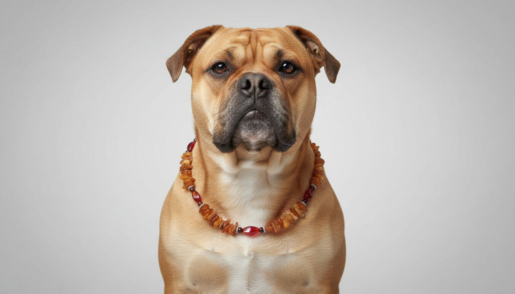 Hunde Bernsteinkette mit Jaspis und Achat Länge 51cm - TierVita