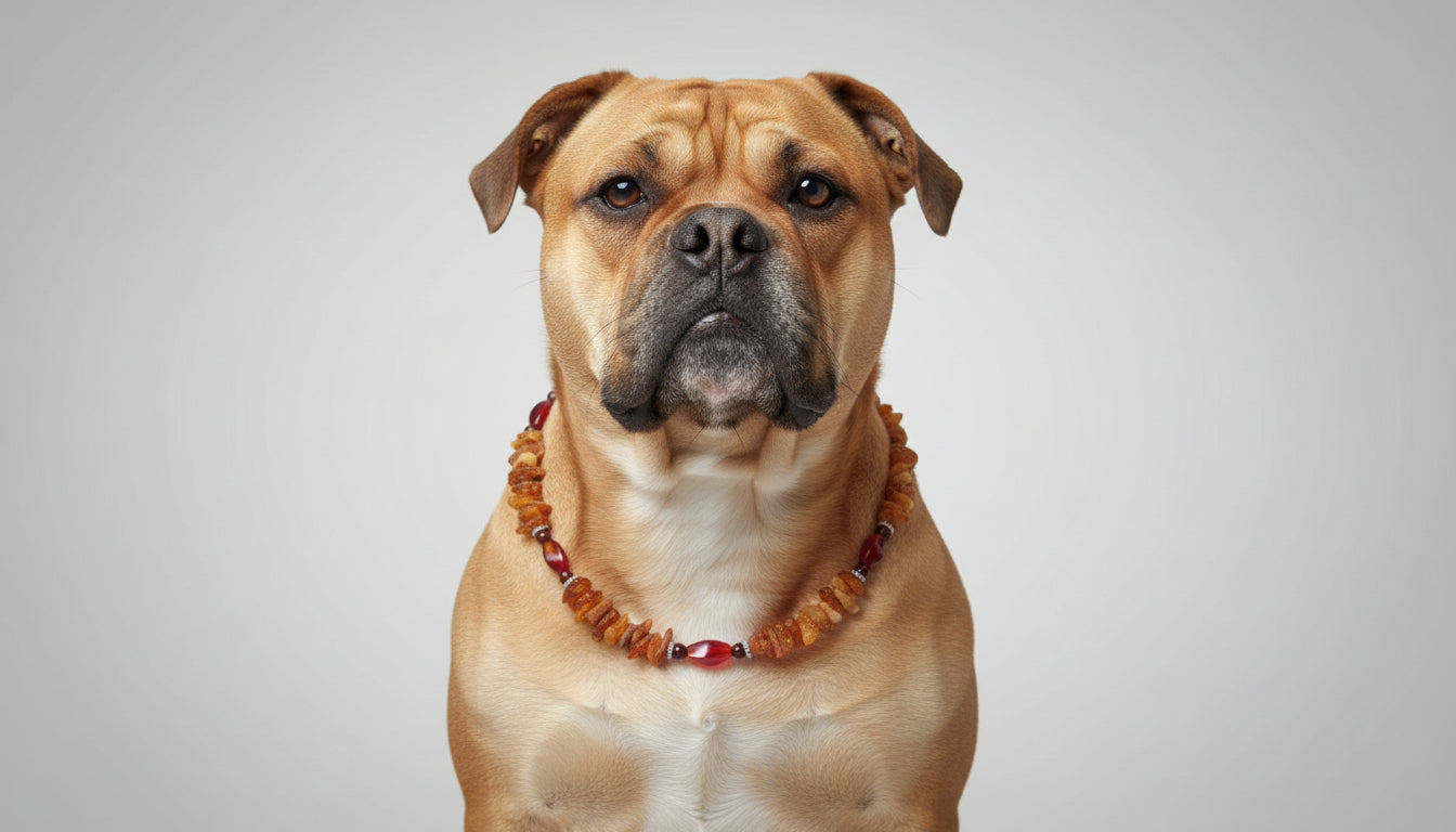 Hunde Bernsteinkette mit Jaspis und Achat Länge 51cm - TierVita