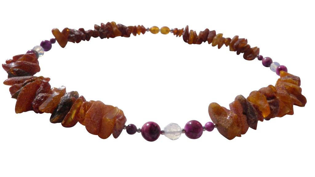 Bernsteinkette für den Hund mit Mondstein und  Sugilith Länge 48cm - TierVita