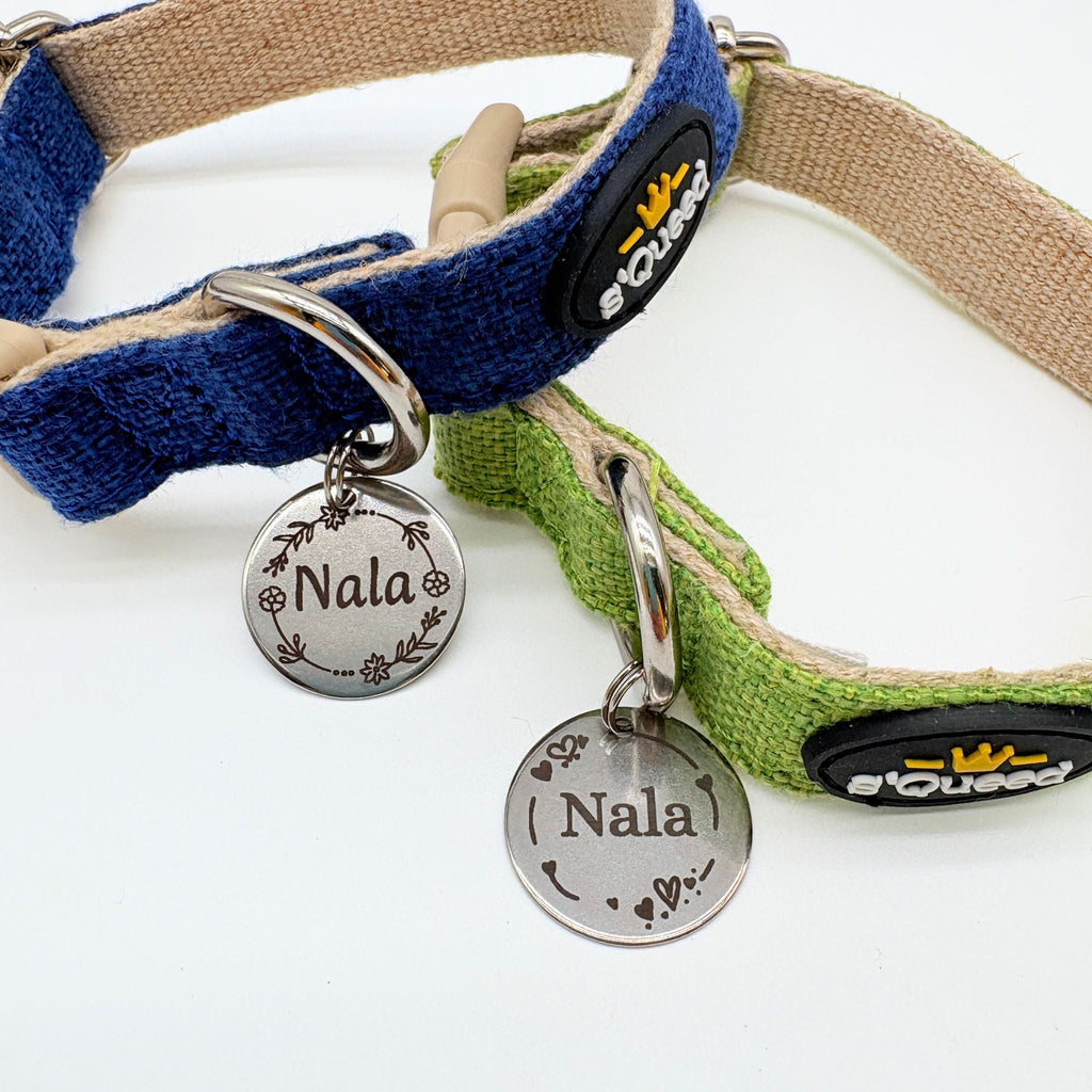 Hundehalsband-Set "Hempy" - Halsband + Leine + gravierte Hundemarke - TierVita