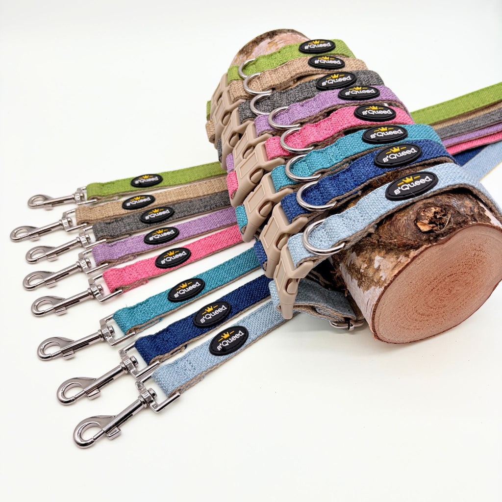 Hundehalsband-Set "Hempy" - Halsband + Leine + gravierte Hundemarke - TierVita