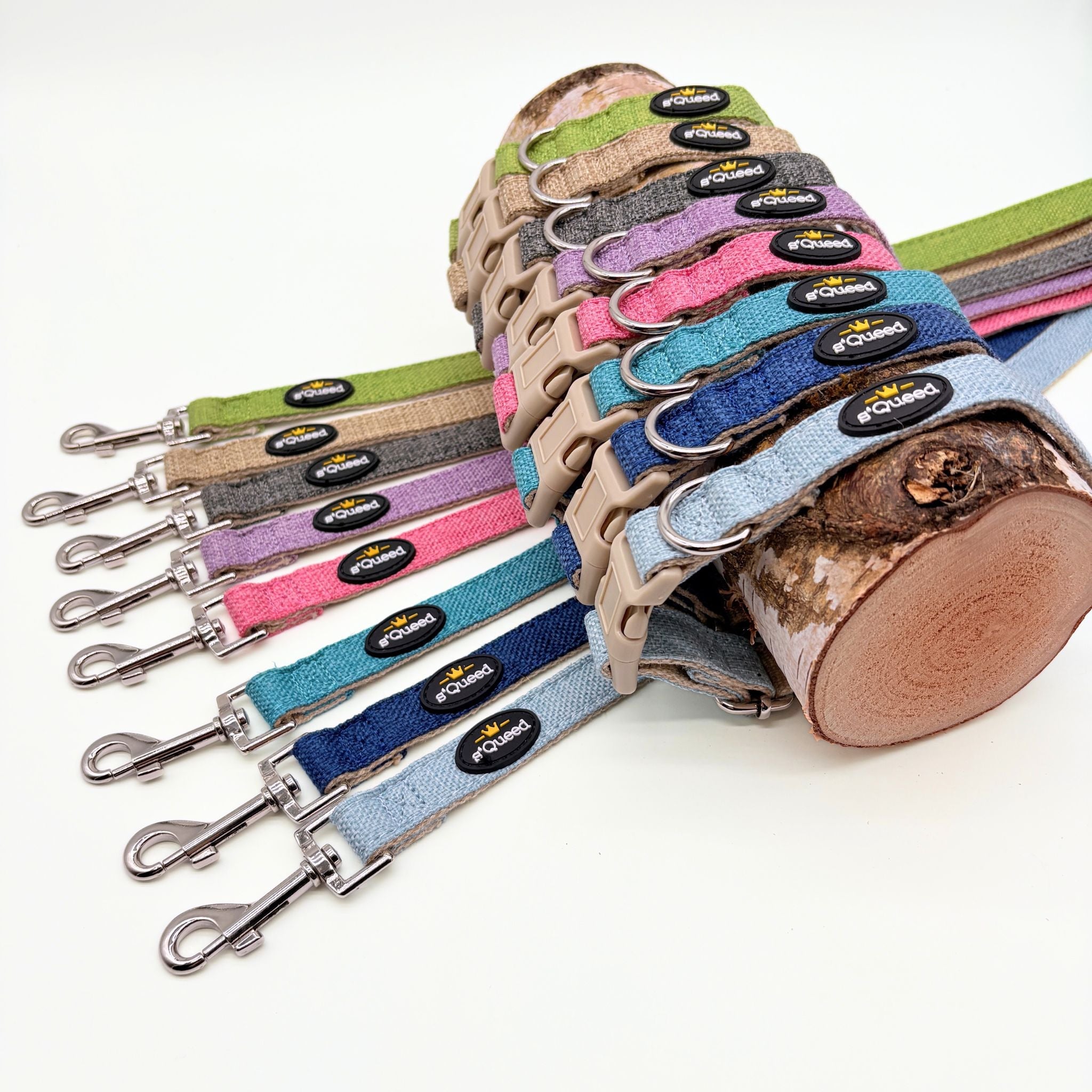 Hundehalsband-Set "Hempy" - Halsband + Leine + gravierte Hundemarke - TierVita