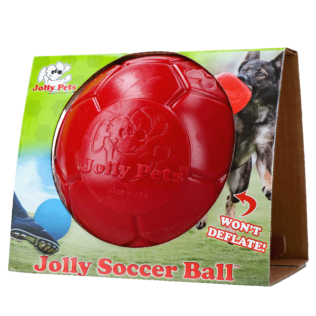Jolly Soccer Ball Hundespielzeug – Bissfest & schwimmfähig | Rot L 20cm