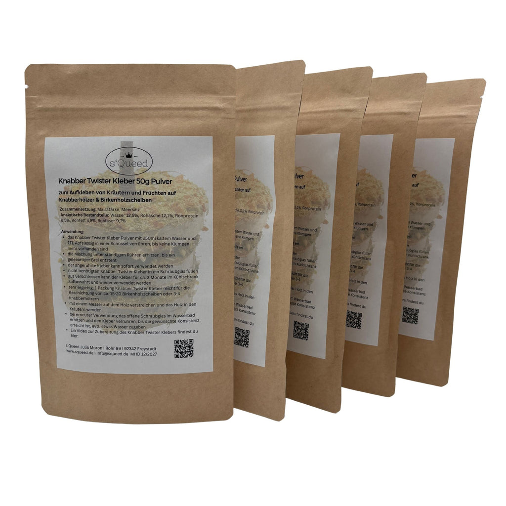 Knabber Twister Kleber 50g zur Beschichtung von Knabber Twister Holzscheiben und Birkenhölzern - TierVita