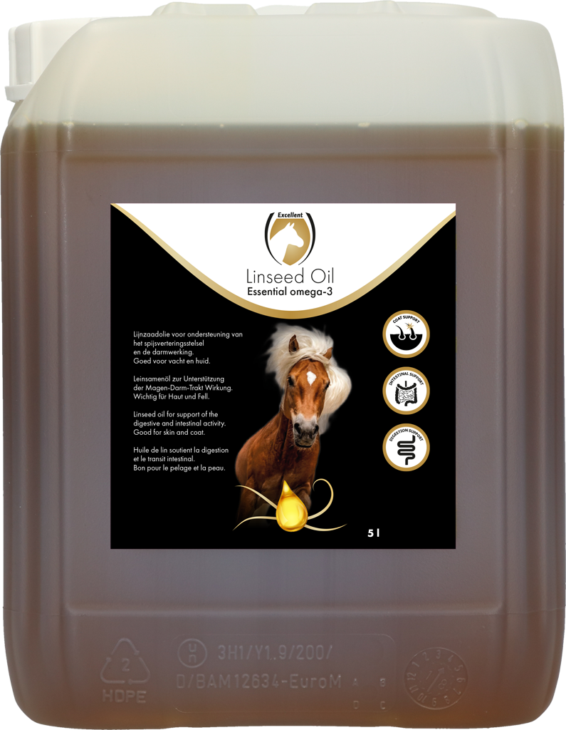 Excellent Horse Leinsamenöl – Kaltgepresstes Öl für Pferde, 5 l