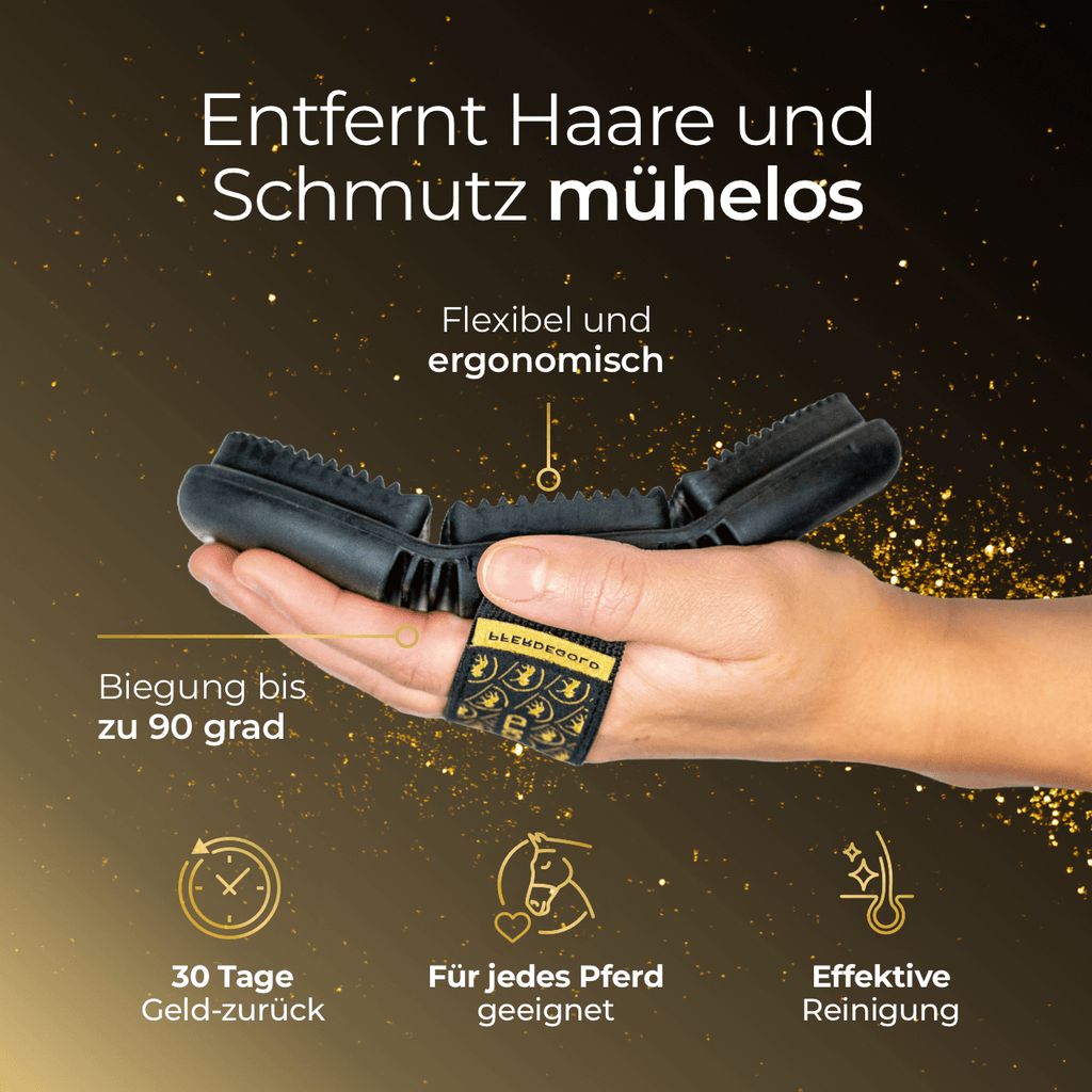 Pferdegold® Gummi Striegel – Fellpflege & Striegel für Pferde beim Fellwechsel
