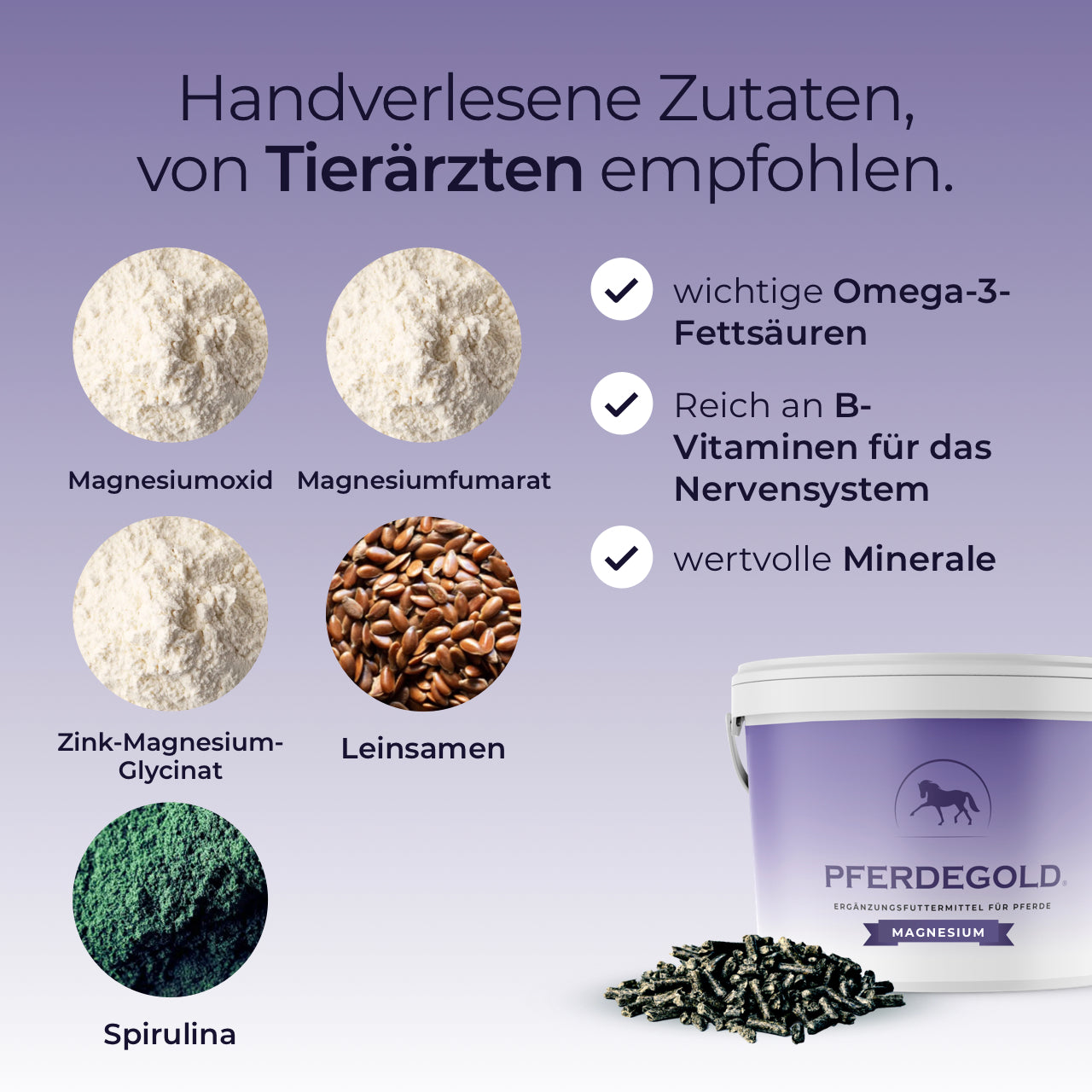 Pferdegold® Magnesium – Dreifach-Magnesium-Formel für Pferde 1,5 kg