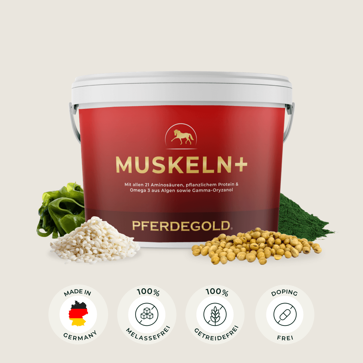 Pferdegold® Muskeln+ 2.0 – Muskelaufbau-Ergänzung für Pferde mit pflanzlichen Proteinen