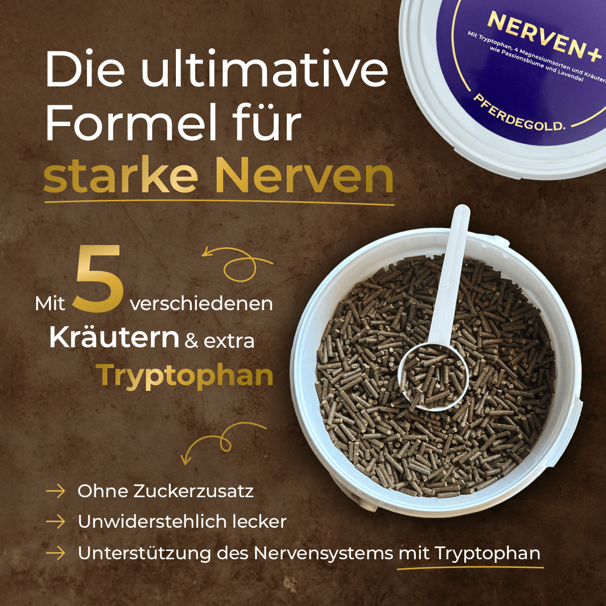Pferdegold® Nerven+ mit Tryptophan – Ergänzung für nervöse Pferde