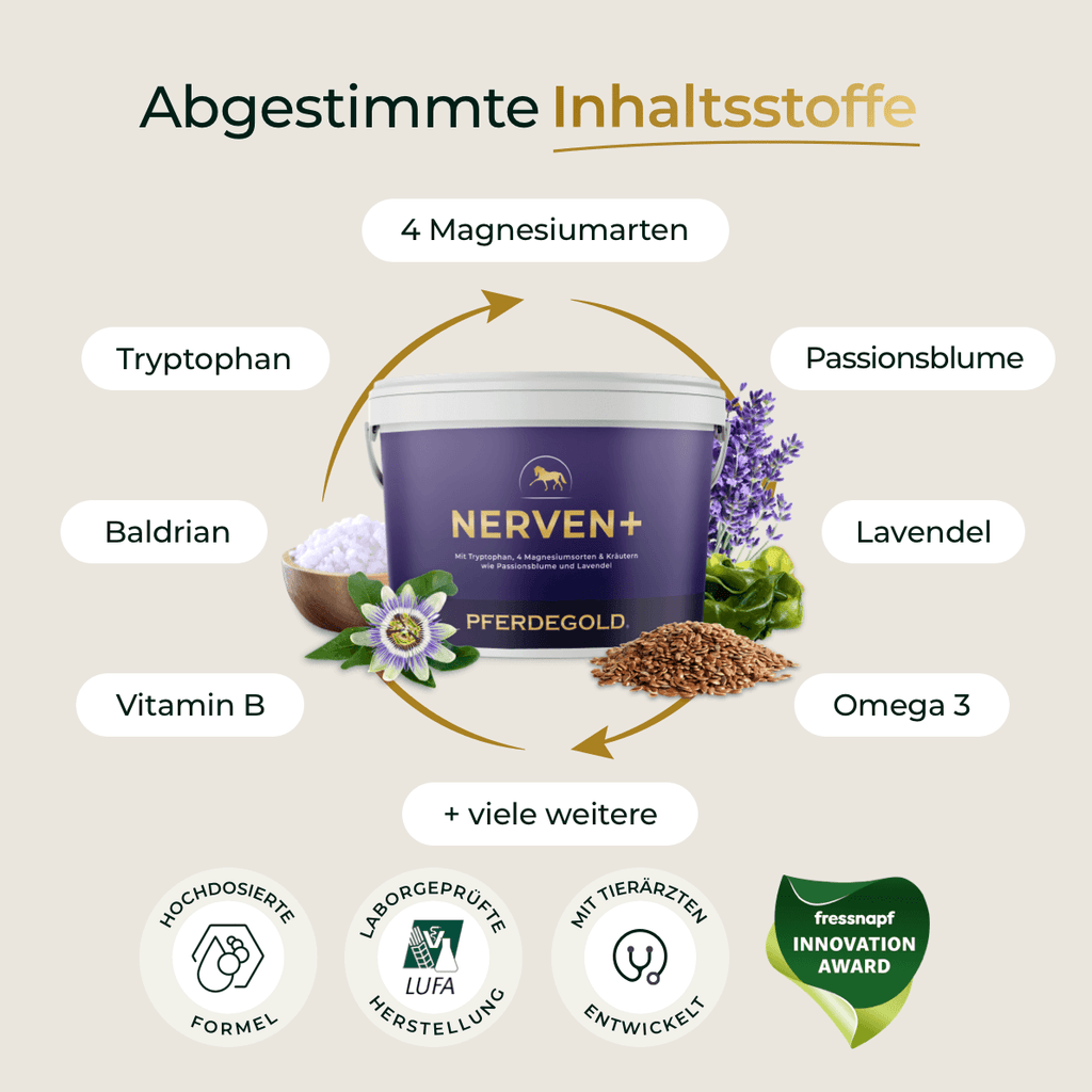 Pferdegold® Nerven+ mit Tryptophan – Ergänzung für nervöse Pferde