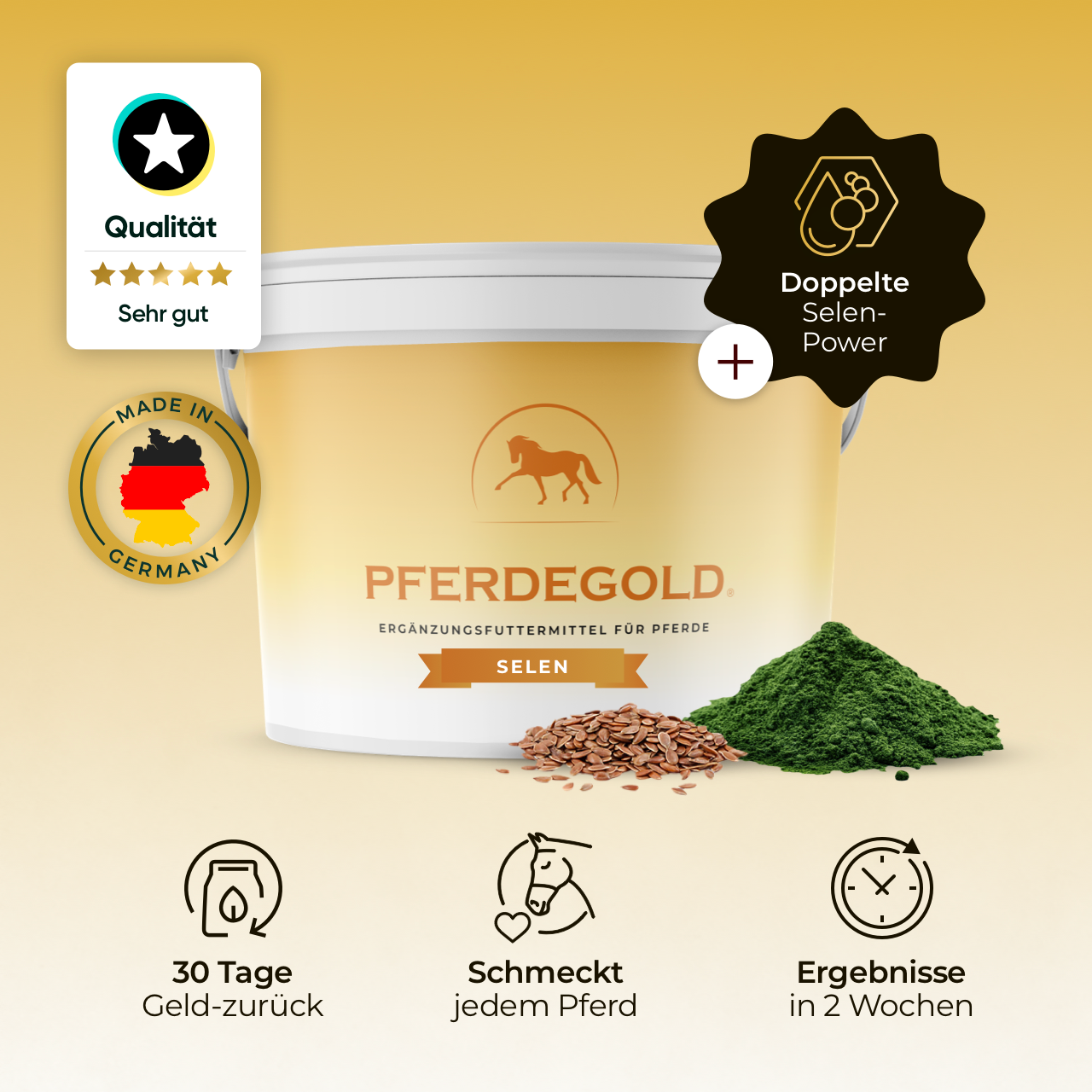 Pferdegold® Selen – Dual-Selen-Formel Ergänzungsfutter für Pferde 1,5 kg