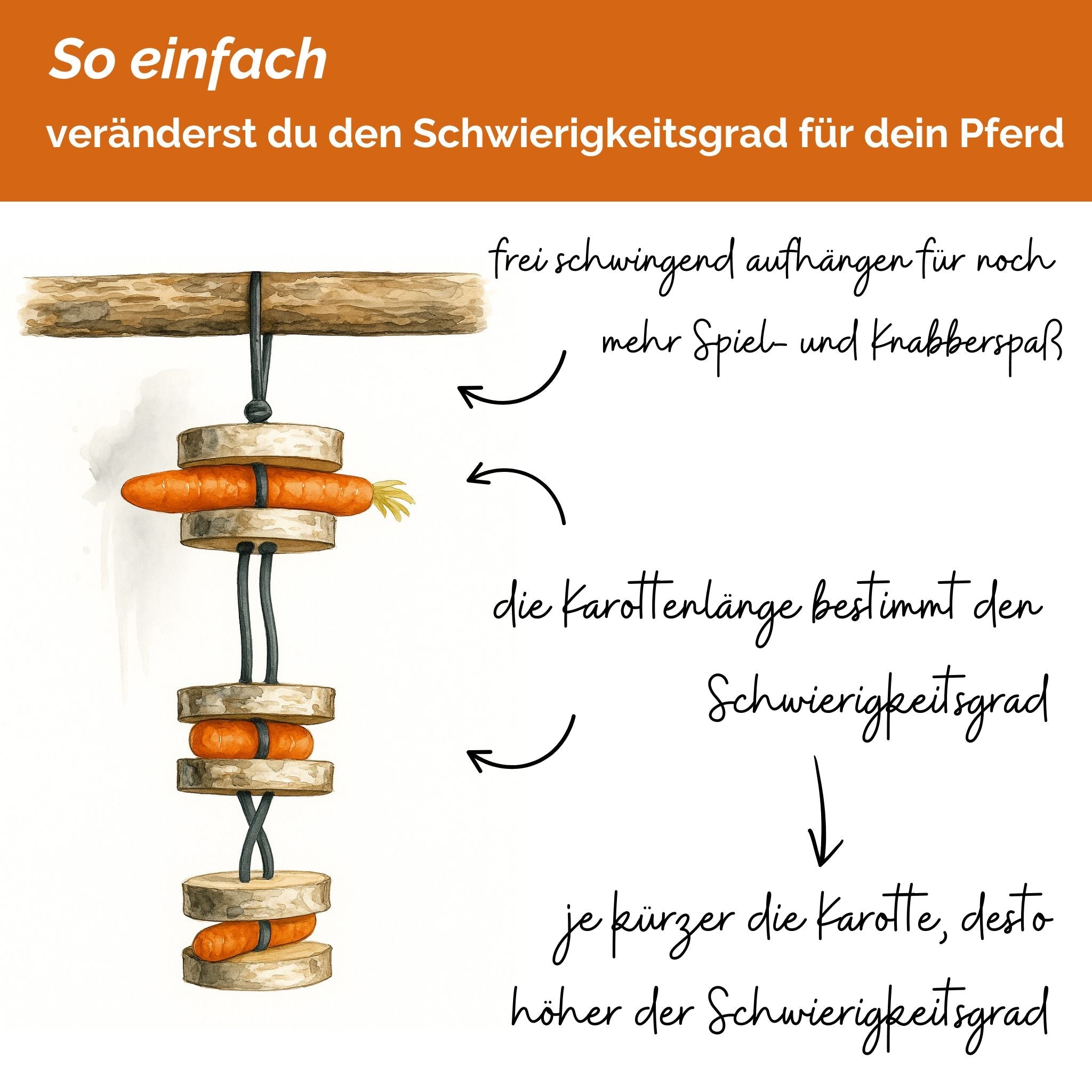 Pferdespielzeug Möhren-Tarzan – Spielzeug für Pferde gegen Langeweile – Pferdebeschäftigung - TierVita