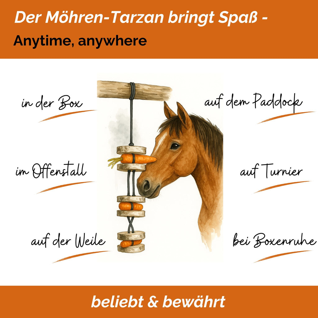 Pferdespielzeug Möhren-Tarzan – Spielzeug für Pferde gegen Langeweile – Pferdebeschäftigung - TierVita