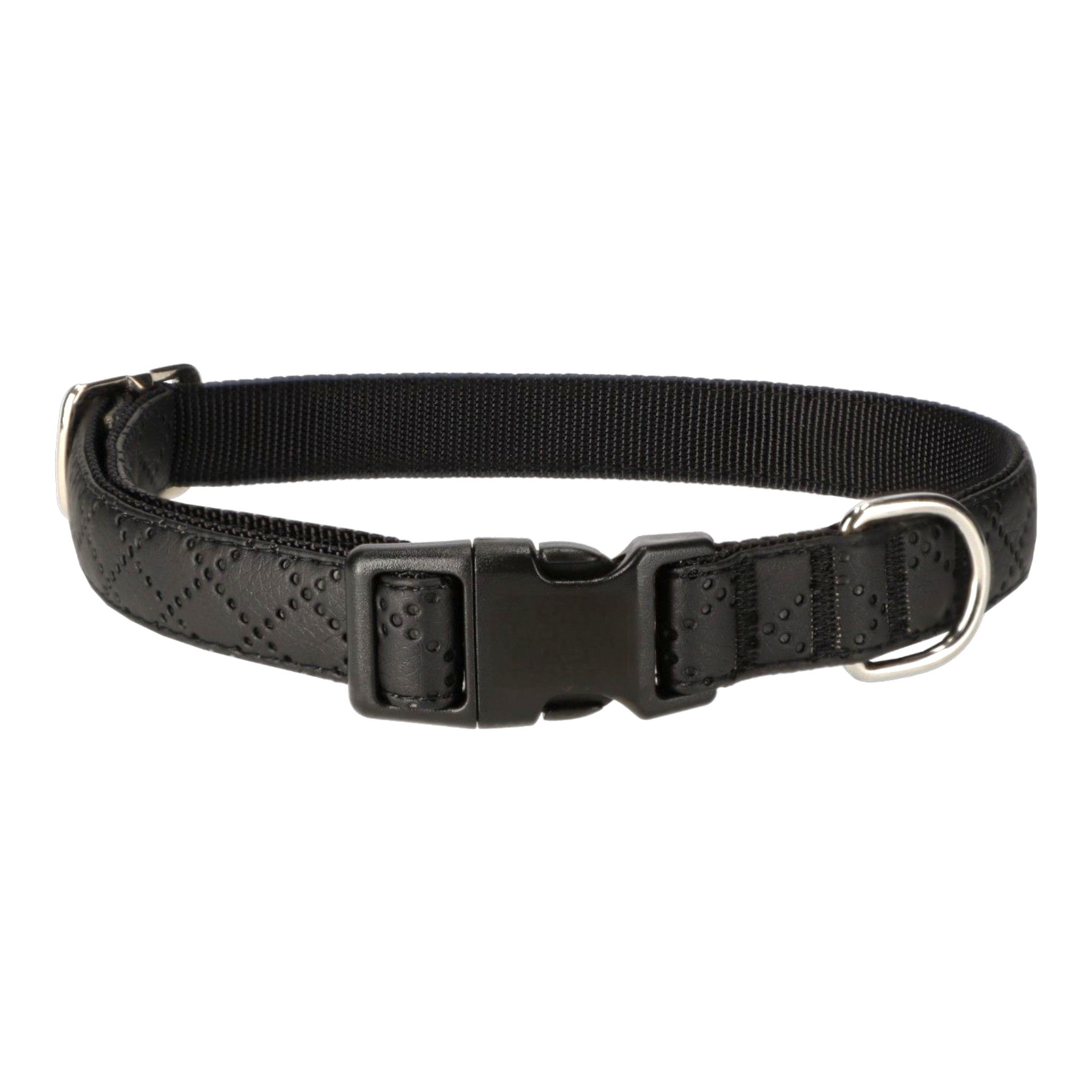 Halsband Schwarz Aus Nylon Längenverstellbar Im Rautendesign - TierVita