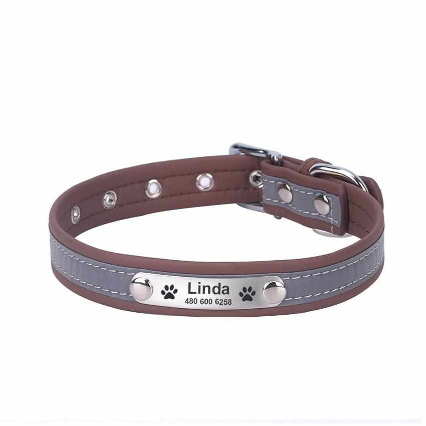 Hundehalsband mit Namen und Telefon graviert. Reflektierend