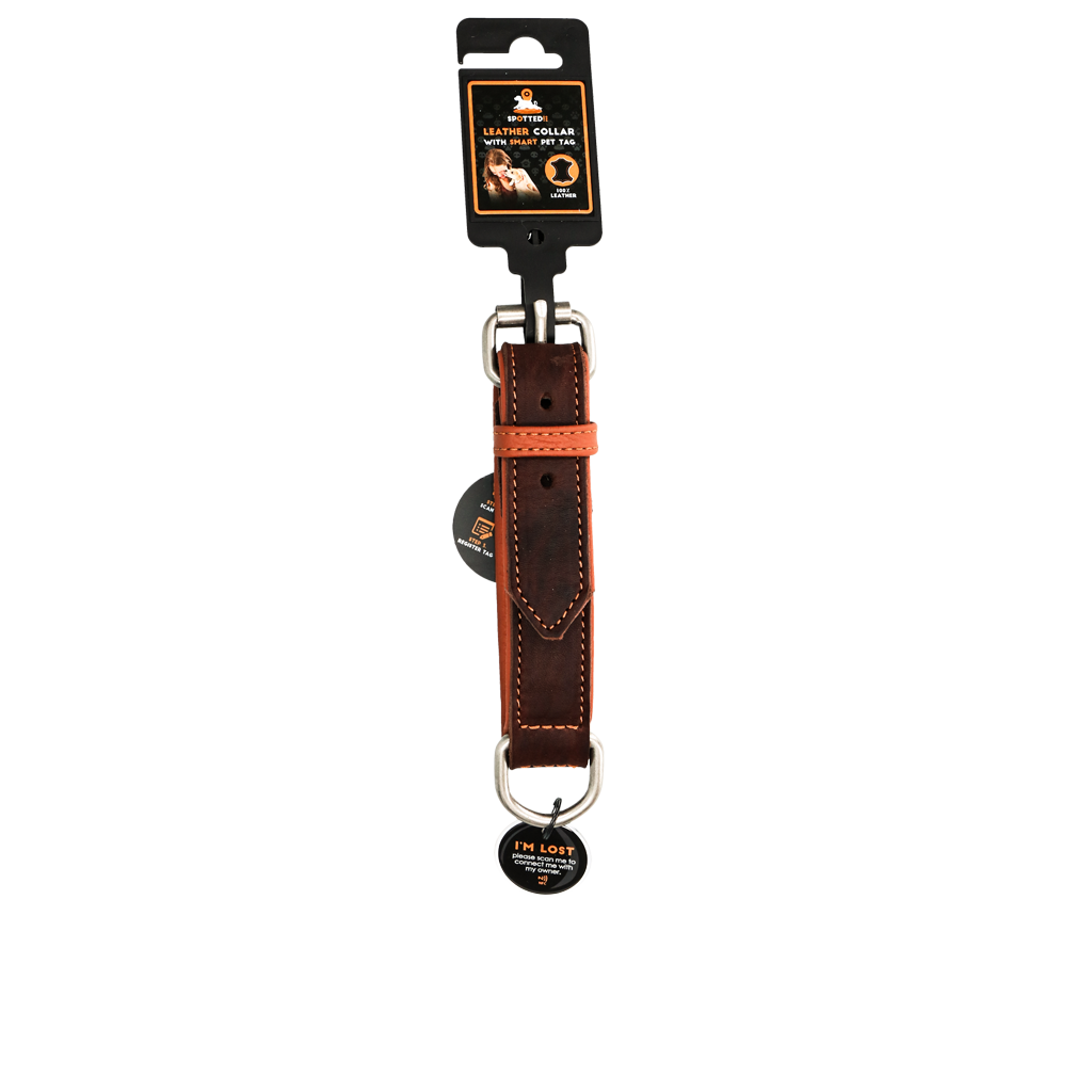 Spotted! Pro Lederhalsband Braun 2,5 x 40 cm