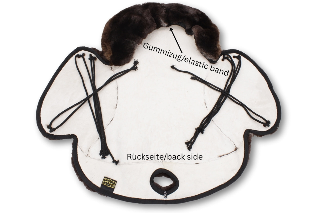Lammfell Western Sattelsitzbezug dunkelbraun mit Hornausschnitt,