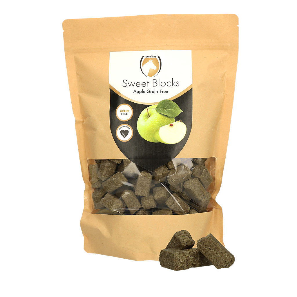 Excellent Horse Sweet Blocks Grain-Free Apfel - Getreidefreie Pferde-Leckerlis, 1 kg
