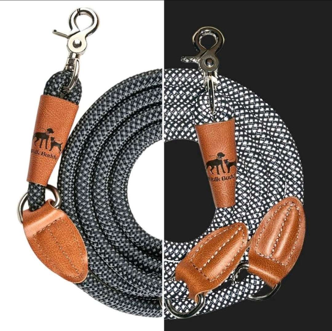 Reflektionsleine GLOW stark reflektierend längenverstellbar und vegan - TierVita