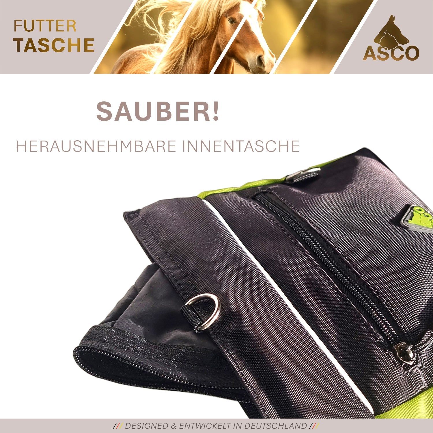 ASCO Futterbeutel mit Einhand-Schnappverschluss, Leckerlibeutel 20x20 cm, QuickTouch Leckerlietasche - TierVita