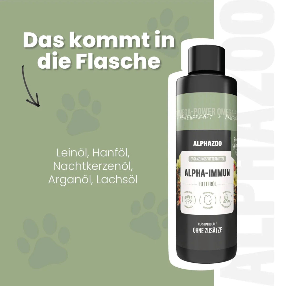 Alpha-Immun Futteröl für Hunde – Lachs, Lein, Nachtkerze & Hagebutte kaltgepresst