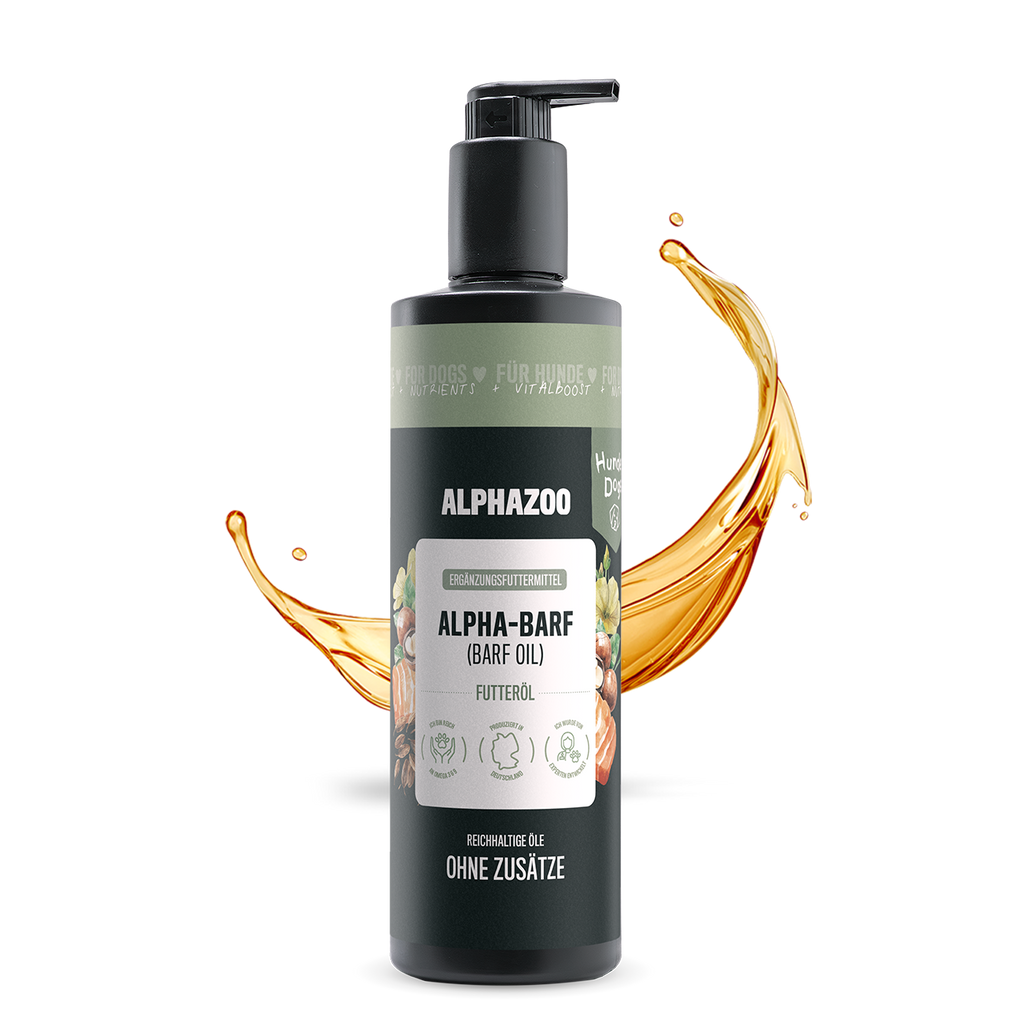 Alpha-Barf Futteröl für Hunde – Lein, Lachs, Nachtkerze & Argan kaltgepresst