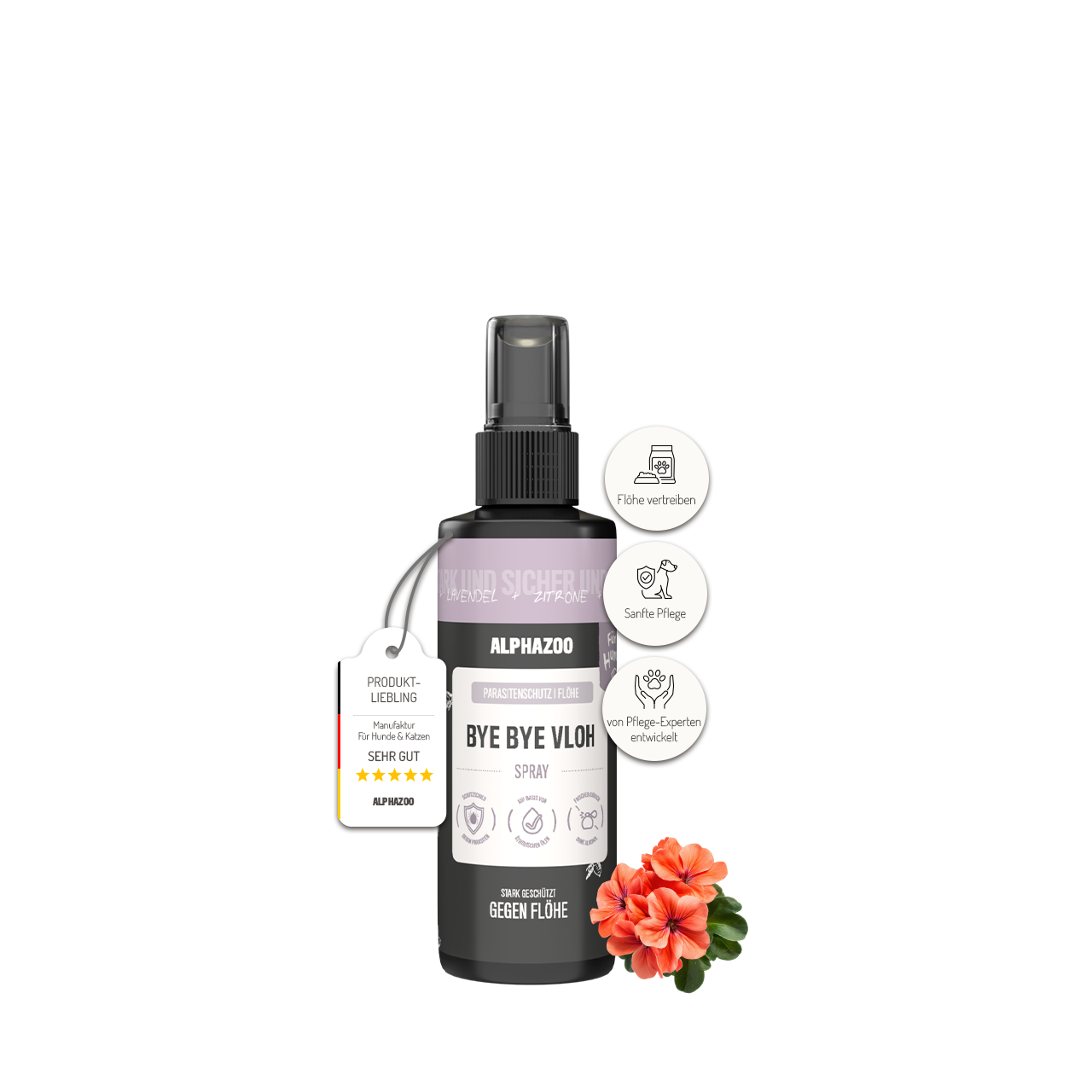 ByeByeVloh Flohspray für Hunde – pflanzlich mit Geraniol, Lavendel & Eukalyptus