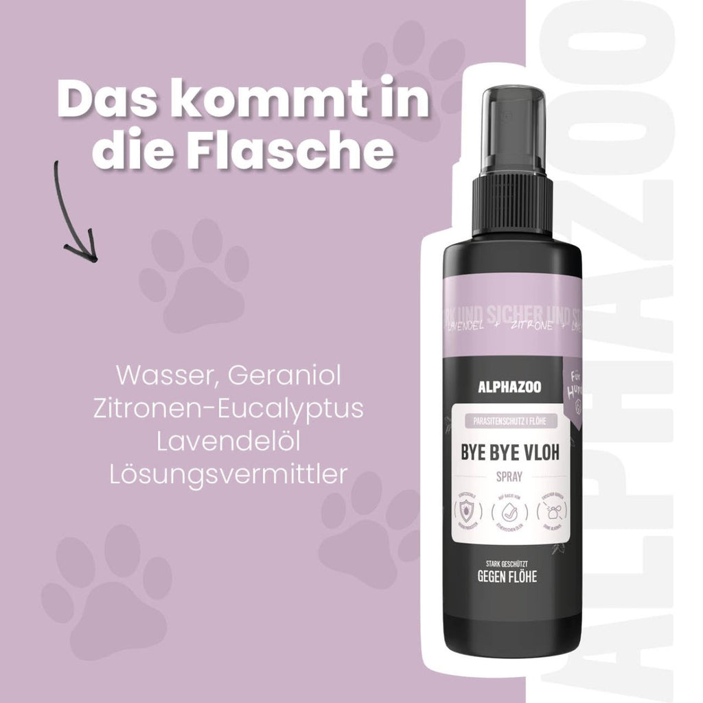 ByeByeVloh Flohspray für Hunde – pflanzlich mit Geraniol, Lavendel & Eukalyptus