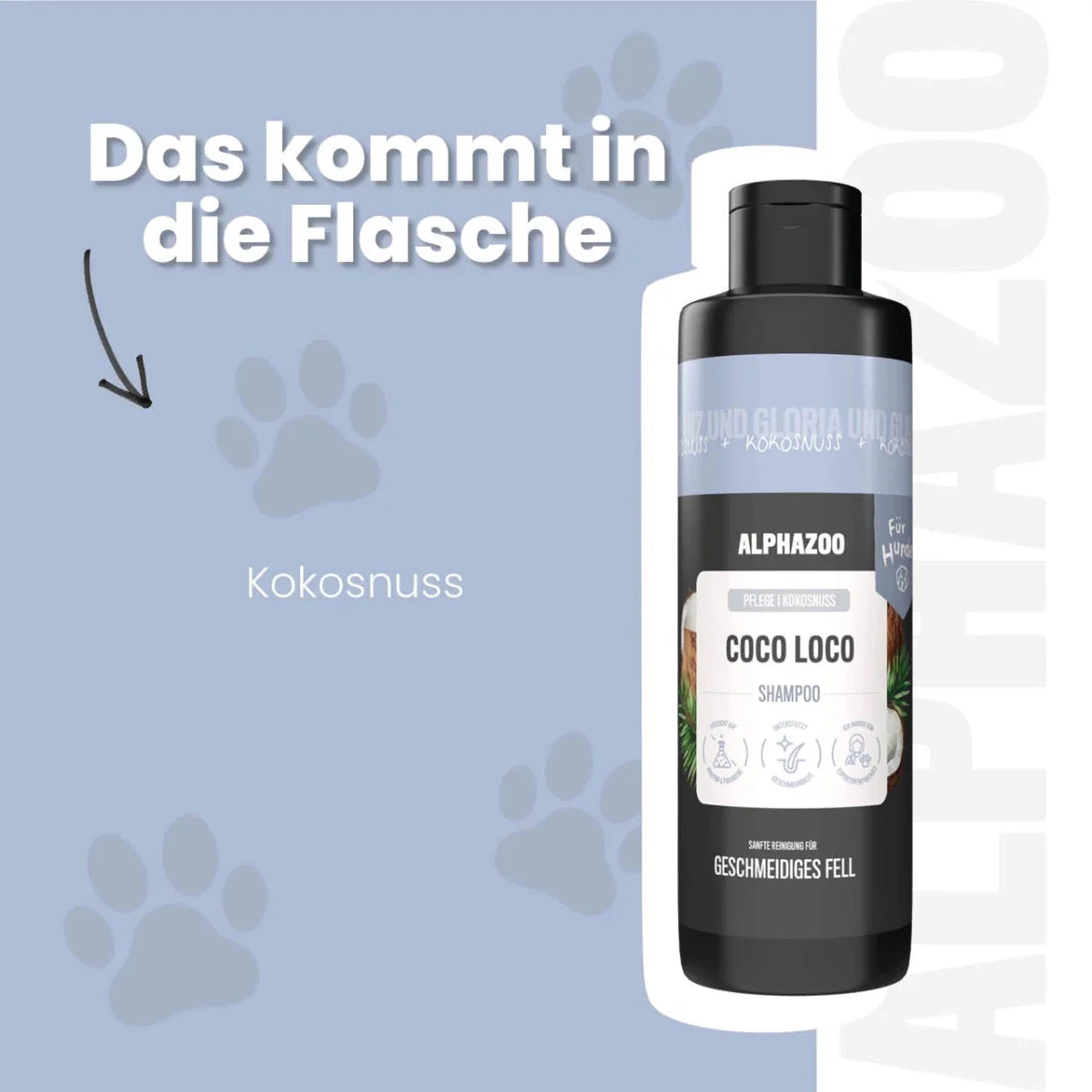 Coco Loco Shampoo für Hunde – mit Kokosnuss, parabenfrei & silikonfrei