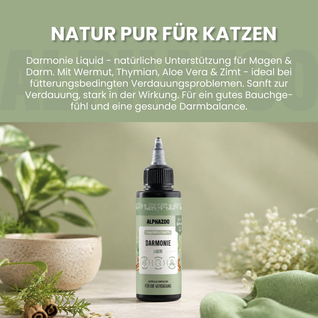 alphazoo Darmonie Liquid für Katzen – Ergänzungsfutter bei Verdauungsproblemen, 100 ml