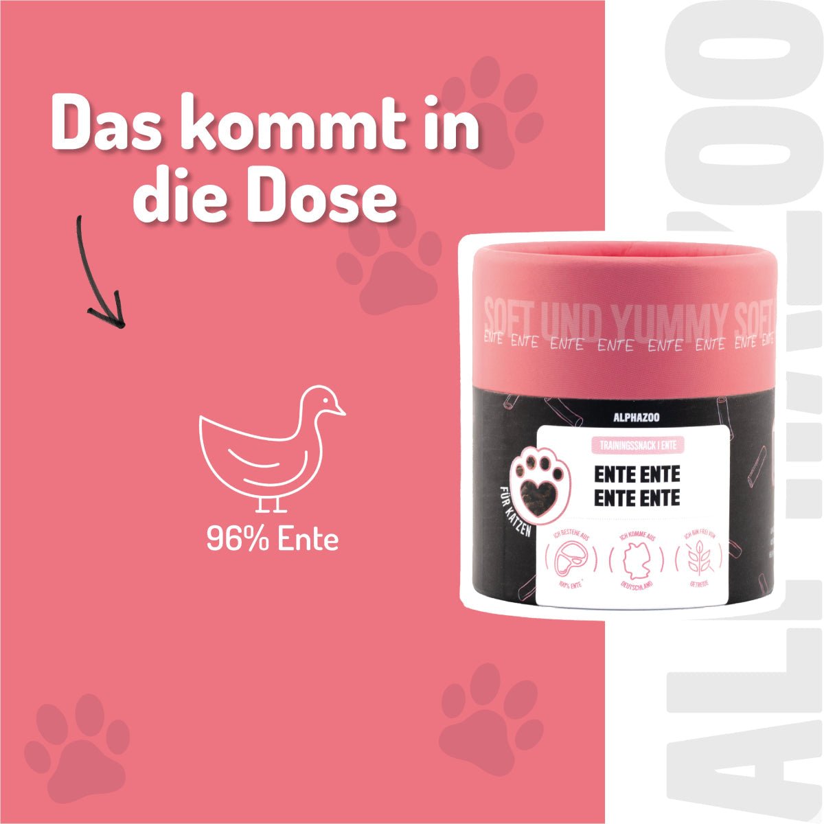 Ente Ente Ente Ente – Softsnack für Katzen, 96% Ente, getreidefrei