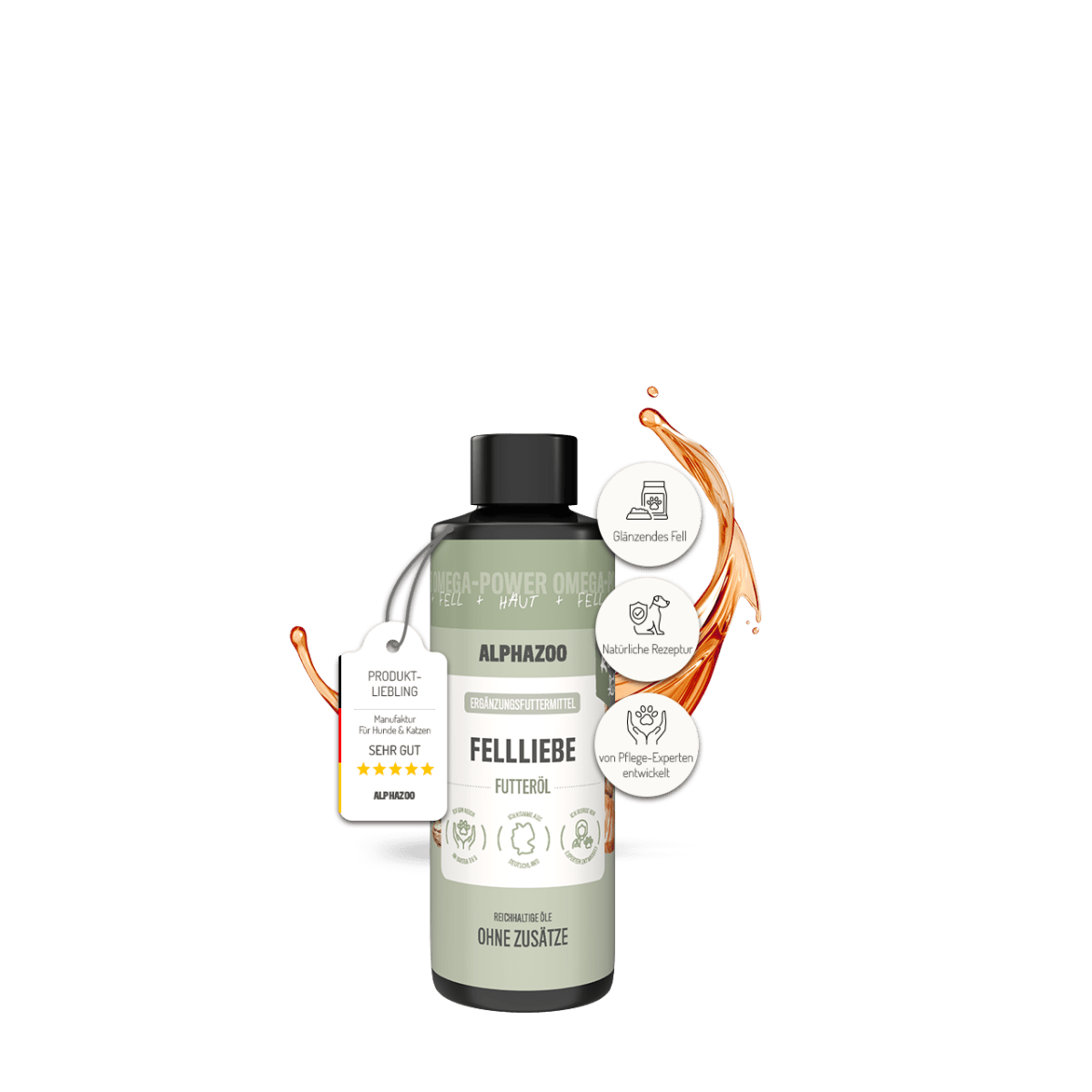 Fellliebe Futteröl für Katzen – Lachs, Mandel & Argan kaltgepresst