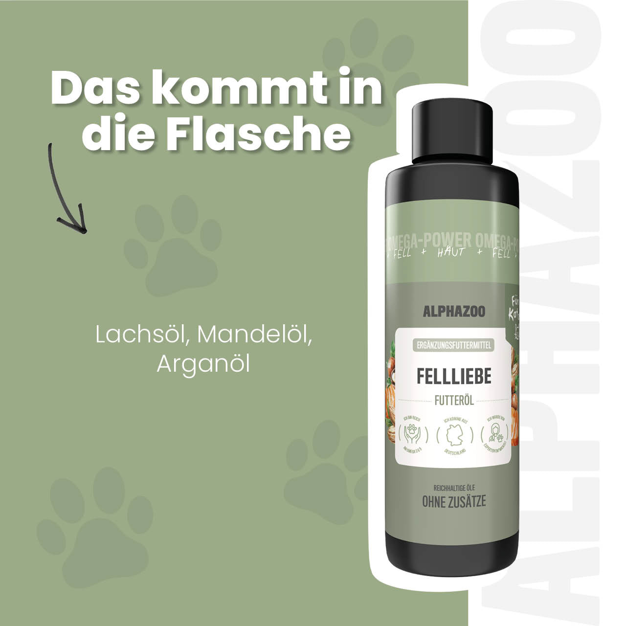 Fellliebe Futteröl für Katzen – Lachs, Mandel & Argan kaltgepresst