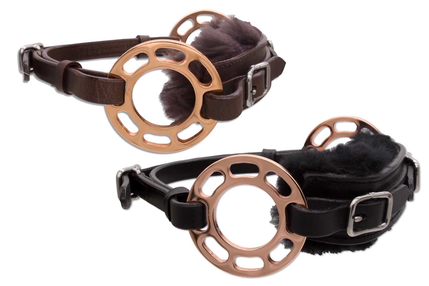 Glücksrad rosegold, mit Lammfell, gebisslos, rosegold-braun,