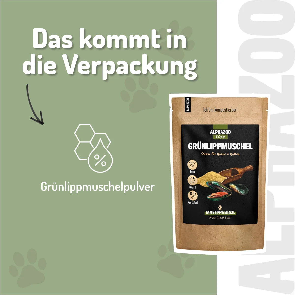 Grünlippmuschel-Pulver für Hunde & Katzen – 100% Vollfettqualität aus Neuseeland