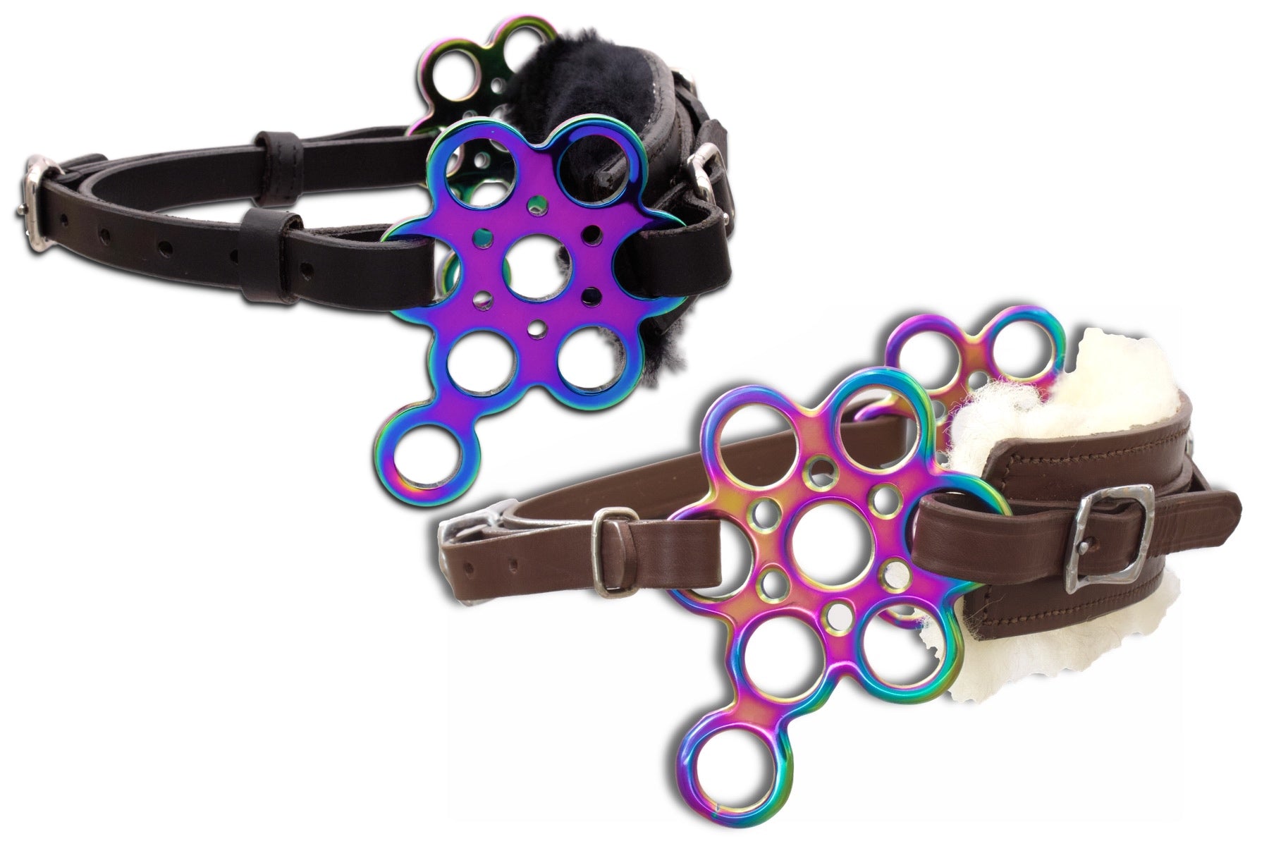 Hackamore Flower rainbow, echt Lammfell, braun-bunt,