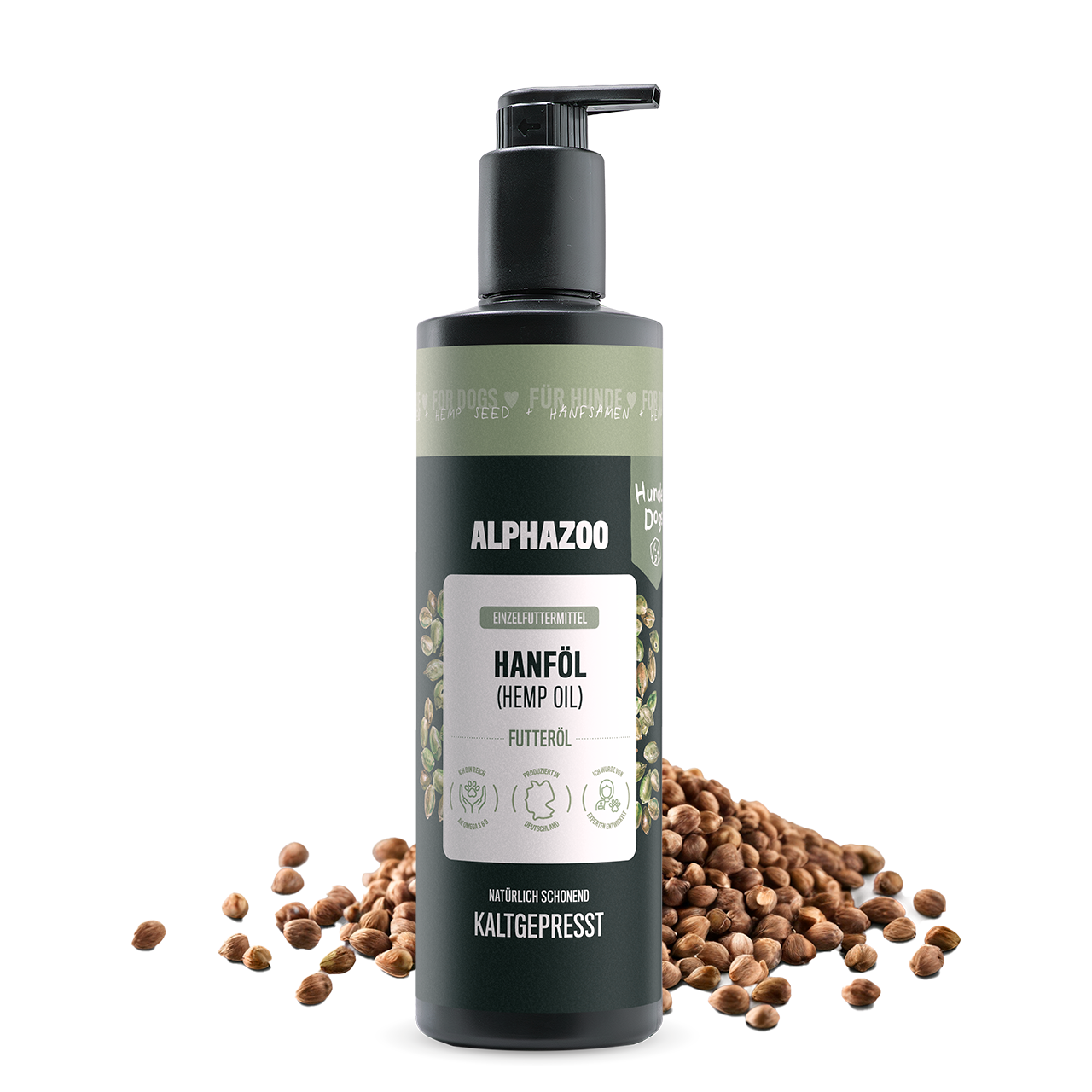 Hanföl für Hunde – kaltgepresst, optimales Omega-3/6-Verhältnis, 100ml & 250ml