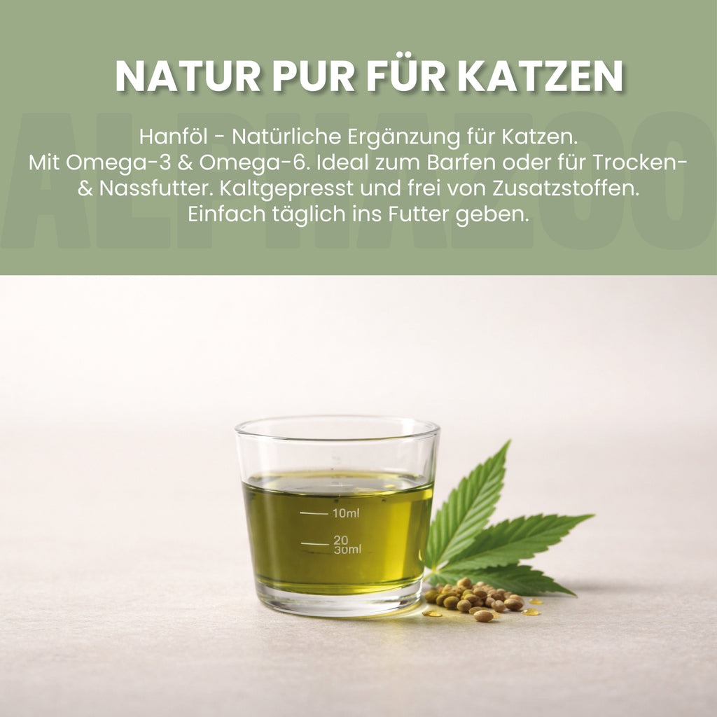 Hanföl für Katzen – kaltgepresst, THC-frei, optimales Omega-3/6-Verhältnis