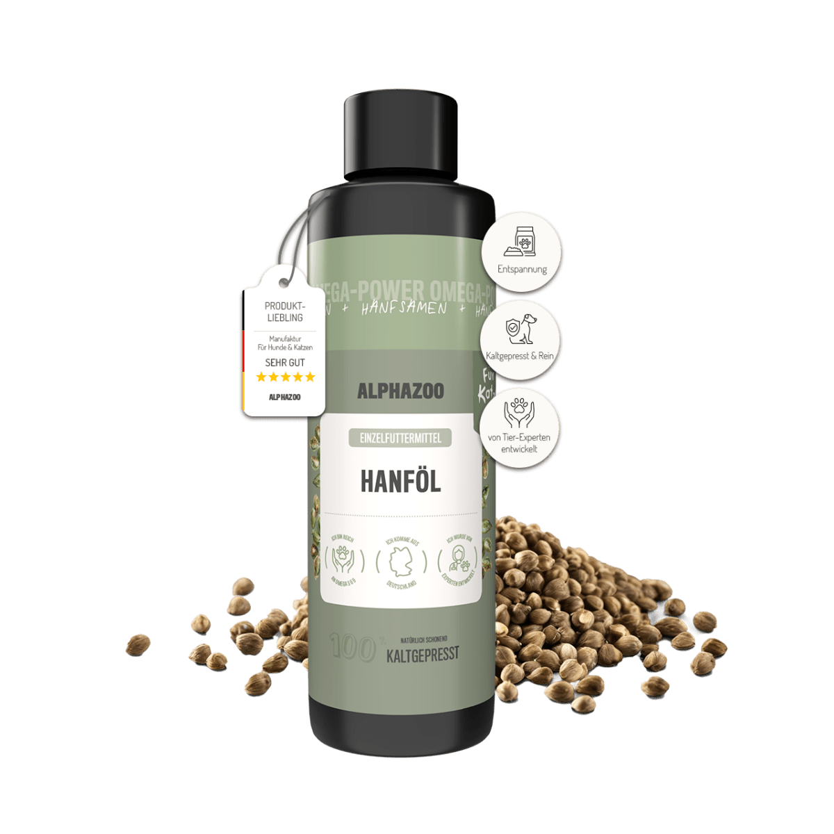 Hanföl für Katzen – kaltgepresst, THC-frei, optimales Omega-3/6-Verhältnis