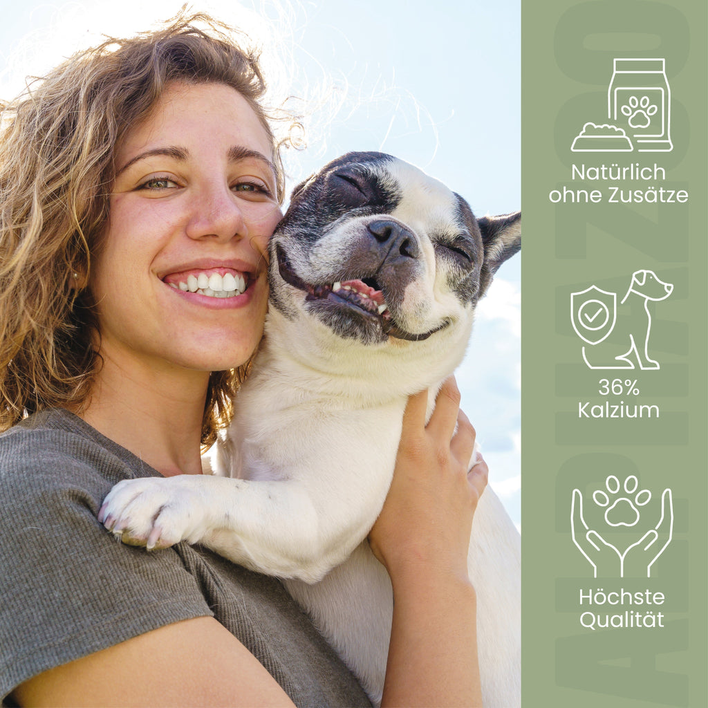 Eierschalenpulver für Hunde & Katzen – 36% Kalzium, ideal zum Barfen