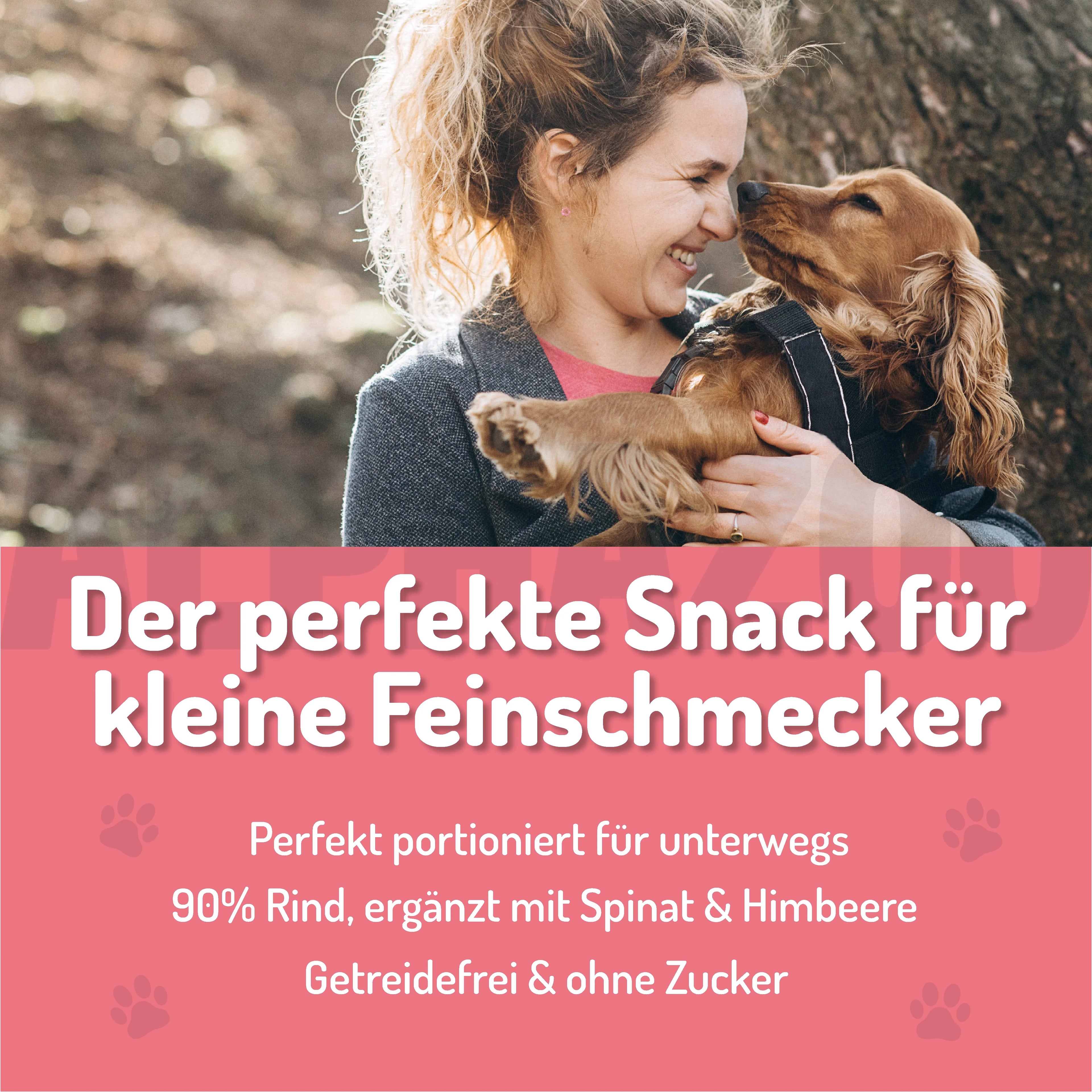 Kleines Rinderz-Vous – Softsnack für Hunde, 90% Rind mit Spinat & Himbeere, getreidefrei